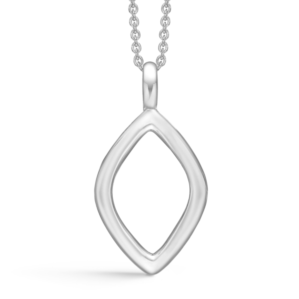 Silverhalsband rodiumpläterat trubbig öppen droppe