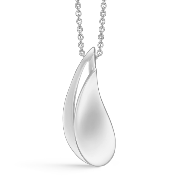 Silverhalsband rhodinerad avlång droppe. Kedjan är rodiumpläterad silver i längd 42-45 cm.