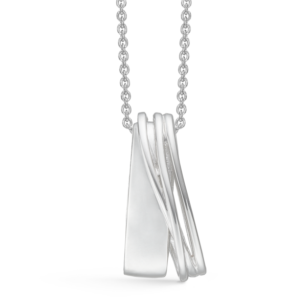 Silverhalsband rhodinerad bred och flätad pinne. Kedjan är rodiumpläterad silver i längd 42-45 cm.