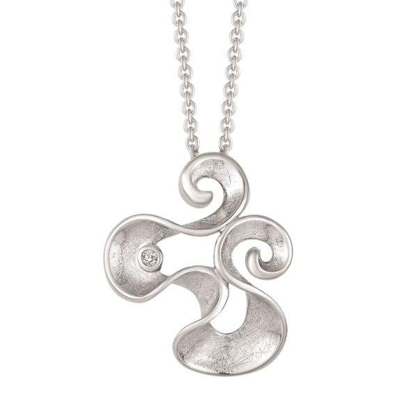 Silverhalsband brutet matt och glänsande rosetter med zirconia