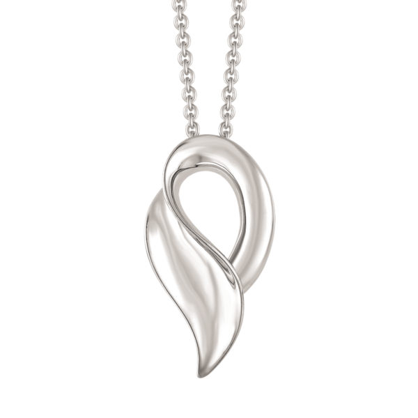 Silverhalsband svarvade blad med droppform i mitten