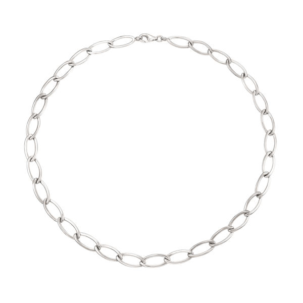 Silverhalsband ovala öppna tunna länkar Kedjan är silver i längd 41 cm