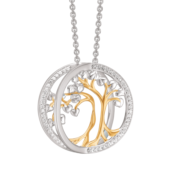 Tree of Life Silverhalsband, med facetterade zirkonstenar
