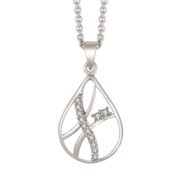 Silver halsband drop med linjer och zirkoner