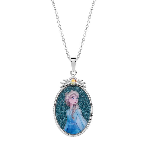 Silverhalsband ovalt med Elsa i kloe. Kedjan i längd 35-38-40 cm.