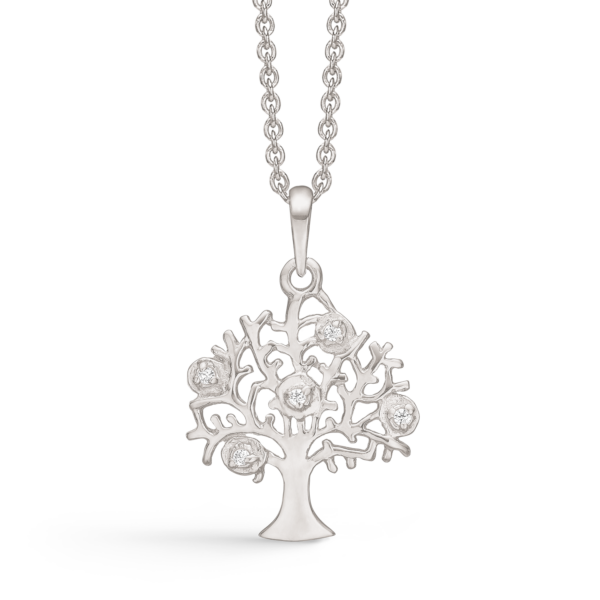 Støring livets träd halsband med zirconia stenar - 42-45 cm