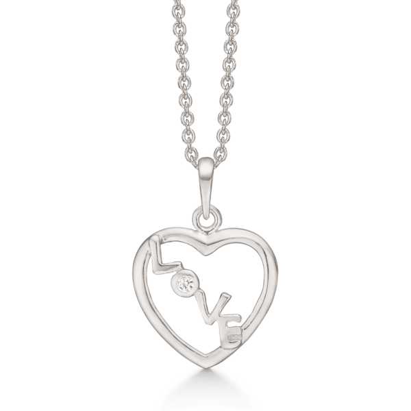 Stövring Silver hjärta halsband med Love text 42-45cm