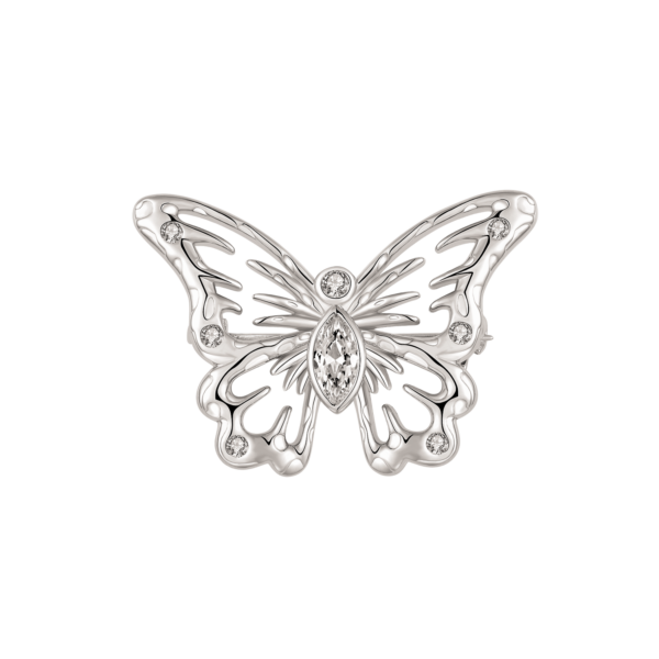 Silverbroschfjäril med syntetisk cubic zirconia Mått: 25 x 35,3 mm
