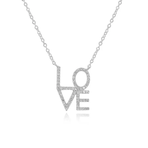 18 karat hvidguld diamant halskæde love