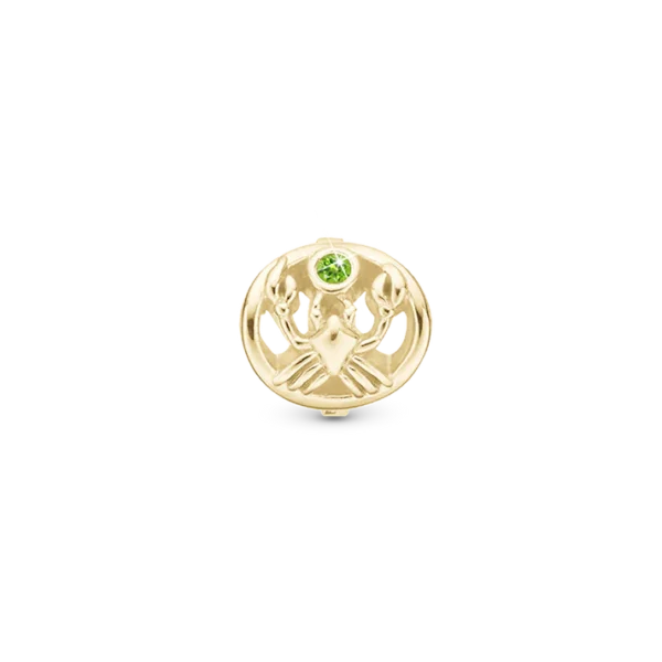 Christina berlock Cancer Zodiac Guldpläterad Silver, Med Grön Sten, 6 mm