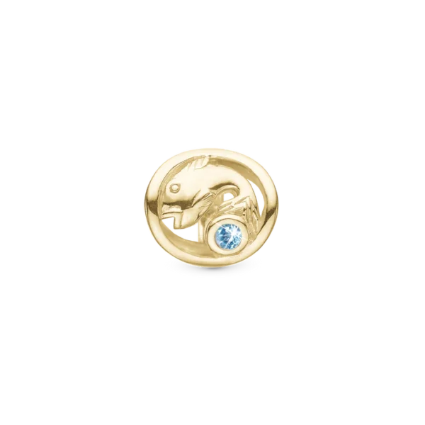 Christina berlock Fiskarna Zodiac Förgyllt Silver, Med Vit Sten 6 mm