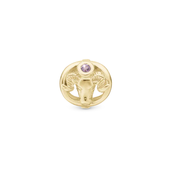 Christina berlock Aries Zodiac Guldpläterad Silver, Med Lila Sten 6 mm