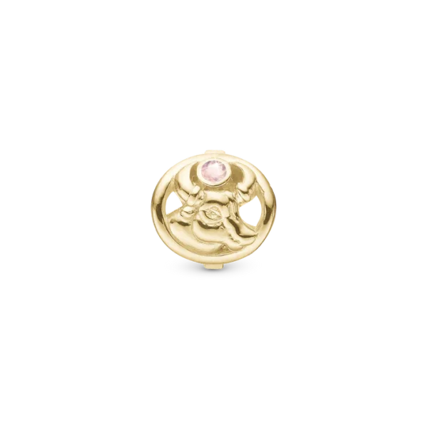 Christina berlock Taurus Zodiac Guldpläterad Silver, Med Rosa Sten 6 mm
