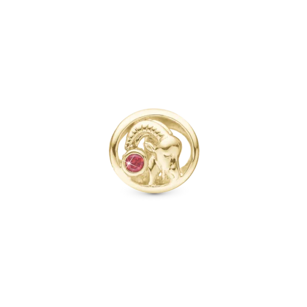 Christina berlock Stenbocken Zodiac Förgylld Silver, Med Röd Sten, 6 mm