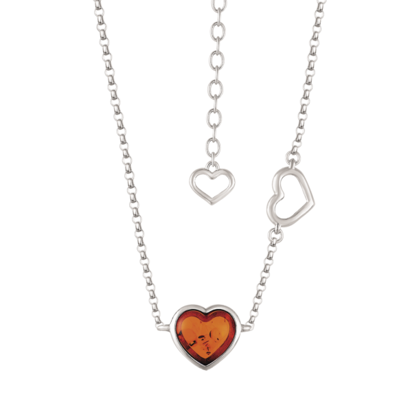 Hjärta Silverhalsband med bärnsten