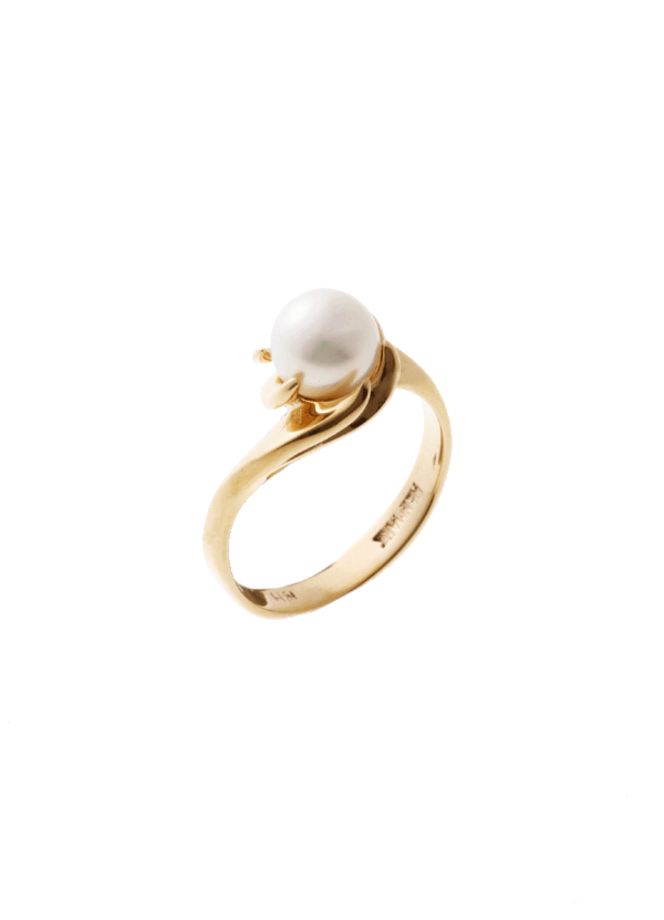 8 karats guldring med odlad pärla 7-7,5 mm i klo
