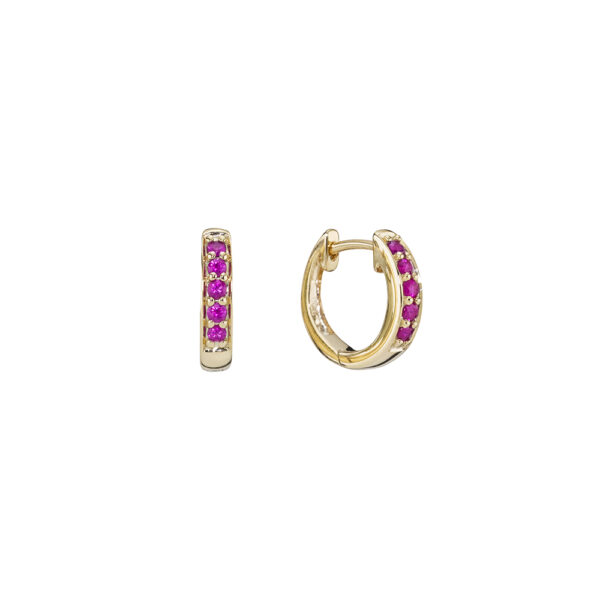 Lund Copenhagen Gold Hoops med rubiner, 8 karat. Ø13mm