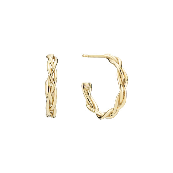 Lund Copenhagen Real Gold halvkreol 8 karat. Flätad design. Ø15 mm