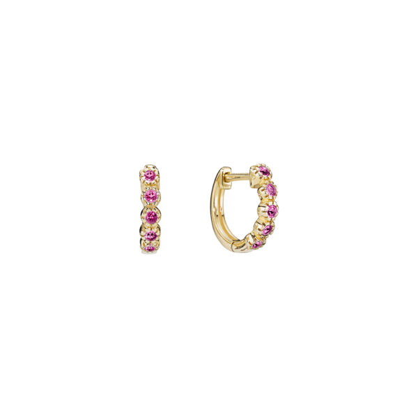 Lund Copenhagen Gold Hoops med rubinsten, 8 karat. Ø13mm