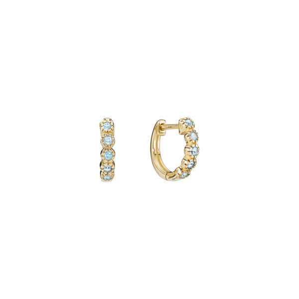 Lund Copenhagen Gold Hoops med Topaz stenar, 8 karat. Ø13mm