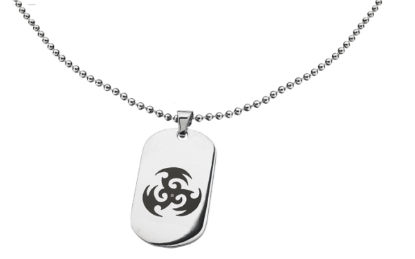 Stål Collier ID-skylt med runt drakmönster