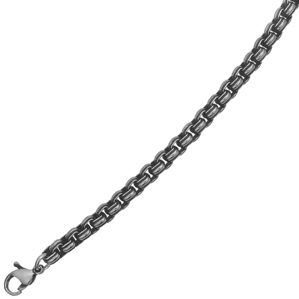 Stålhalsband oxiderade runda länkar. Längd 45 cm.