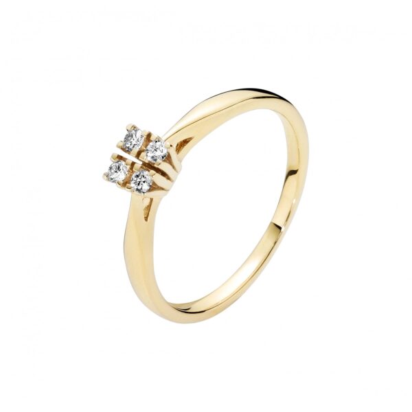 Lund Copenhagen Guldring med diamanter 4 st 0.12CT W.SI 585