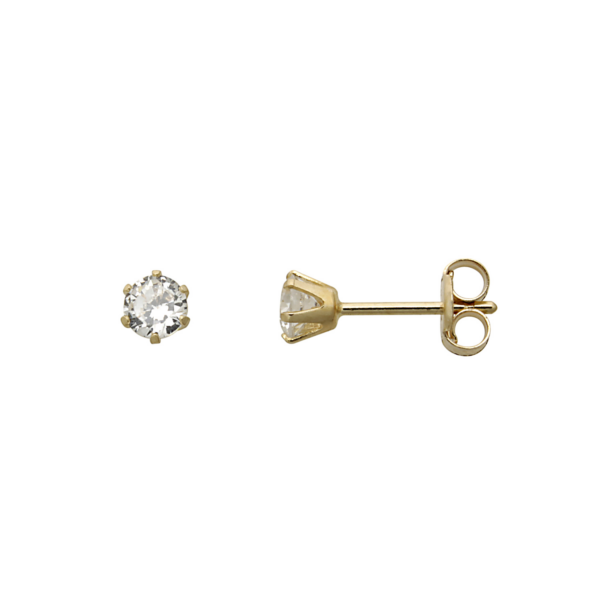 14 kt. guld öronnappar 3 mm facetterade zirkoner i 6 nitar.