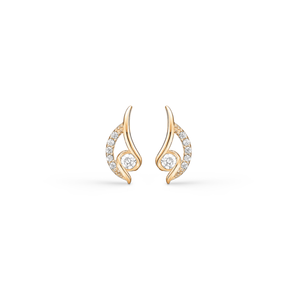 8 kt. guld öronproppar rosett med 5 synth. cubic zirconia och vriden rosett med 1 zir i mitten.