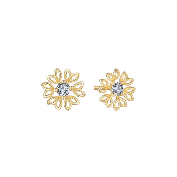 8 karat guld örhängen blomma med en zirconia i mitten Mått: 6,35 mm i diameter