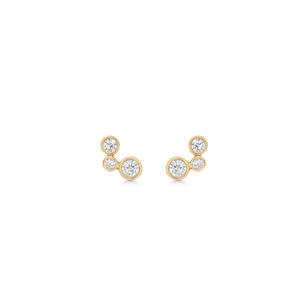 8 kt. guld öronnappar cirklar olika storlekar med facetterade zirkoner.