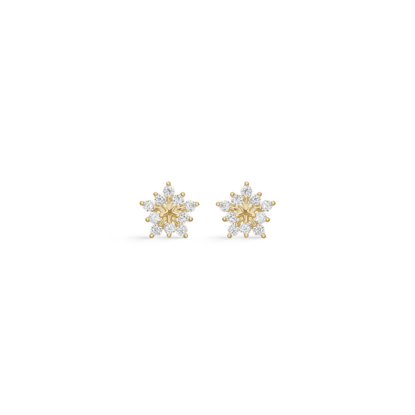 8 kt. guld snöflinga örhängen med facetterade zirkoner. "Snöflinga"