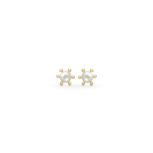 Pärlörhängen i 8 karat guld. 3 mm.