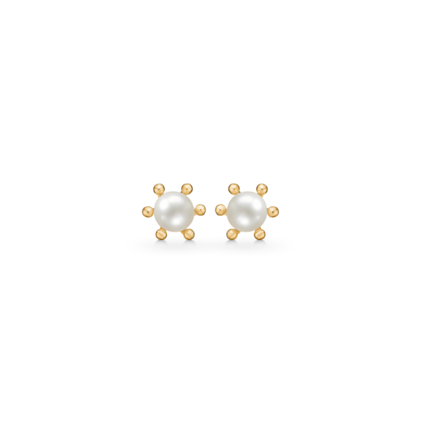 Pärlörhängen i 8 karat guld. 4 mm.