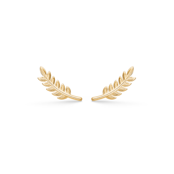 8 kt. guld örhängen fjädrar. Mått: 13,22 x 2,42 mm.