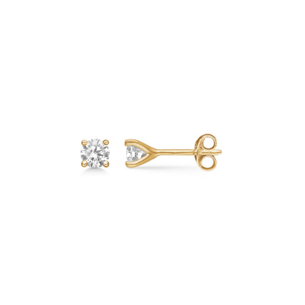 8 kt. guld öronproppar 4,0 mm. med facetterad zirkon i 4 grepp.