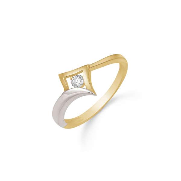 Guldring i 8 karat med vit zirkonsten