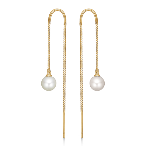 Guldpärlörhängen, med venetiansk kedja och sötvattenspärla.