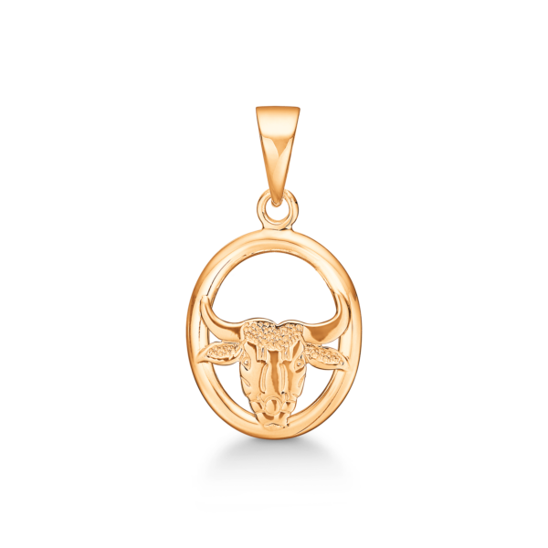 Stjärntecken Oxen 14 kt. guldhänge. Mått: 13 x 12,5 mm.