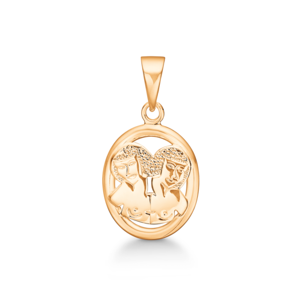 Stjärntecken tvilling 14 kt. guldhänge. Mått: 13 x 12,5 mm.