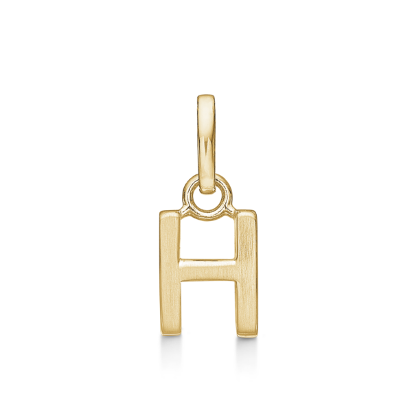 Bokstavshänge i guld H. Mått: 7,4 x 5,6 x 3,3 mm.