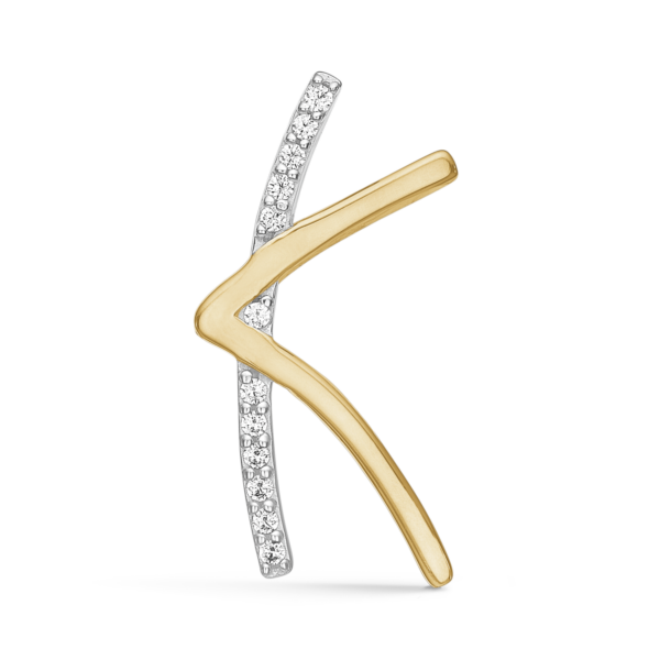 Bokstavshänge Guld K med facetterad zirkon.