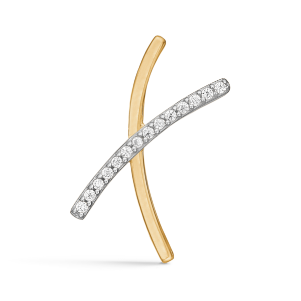 Bokstavshänge Guld X med facetterad zirkon.