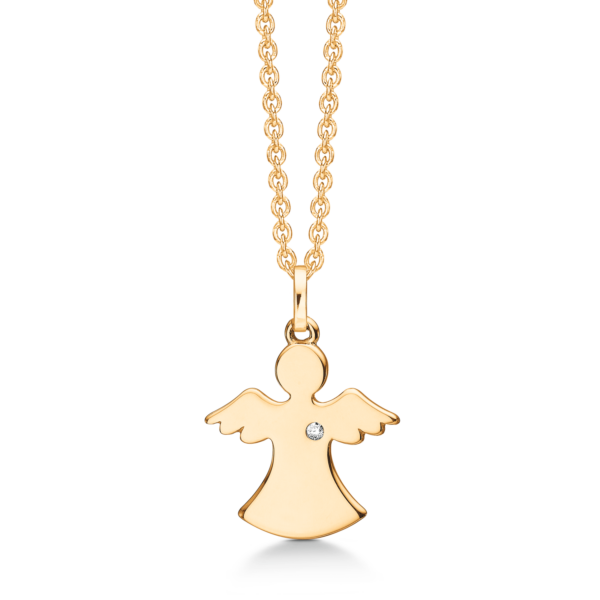 8 kt. halsband ängel slätt m/briljant Briljant totalt 0,010 ct. pk2