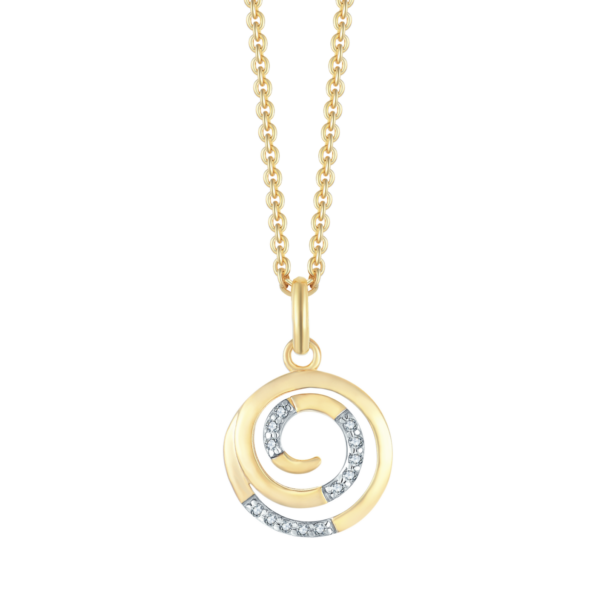 Halsband i 8 kt guld 3 cirklar insnöade i varandra med zirkoner