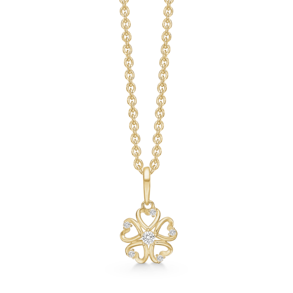 Dammring blommor halsband 8 karat guld med zirconia 42-45 cm