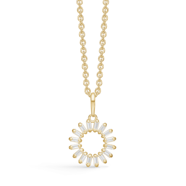 8 kt. guld snöflinga halsband med facetterade zirkoner.