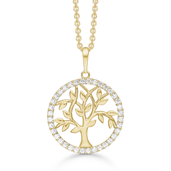 Støvring livets träd Guldhalsband 8 karat med Zirconia 42-45 cm