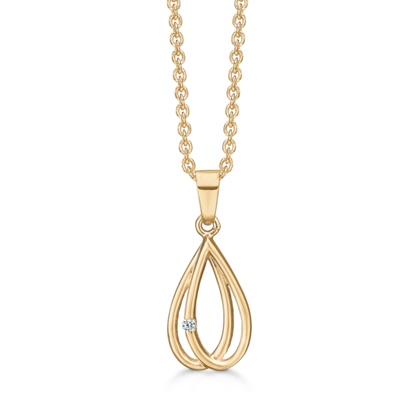 8 kt. guldhalsband 4 rosetter med 1 facetterad zirconia i sidan.