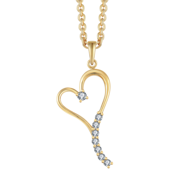 Hjärta halsband i 8 karat guld. Avlångt hjärta med en zirkonia i mitten